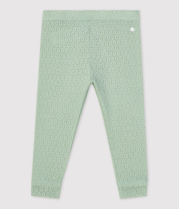 Baby-Leggings aus Ajour-Strick gr&uuml;n