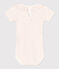 Kurzärmeliger Baby-Body aus Baumwolle mit Halskrause MARSHMALLOW/ PANTY