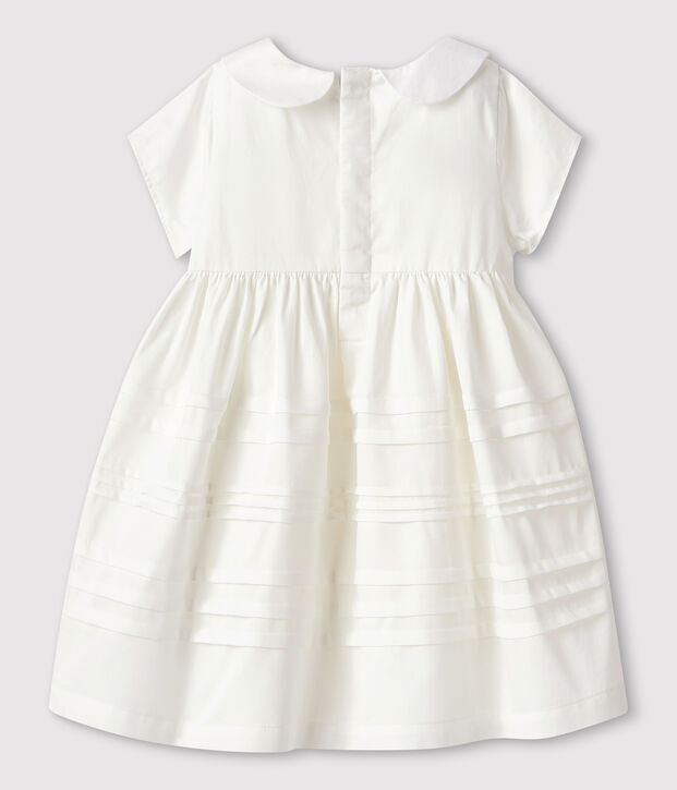 Baby-Festtagskleid aus Satin f&uuml;r M&auml;dchen. weiss