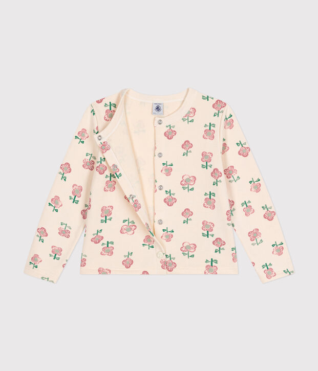 Kinder-Cardigan aus Molton f&uuml;r M&auml;dchen naturfarben/vielfarbig
