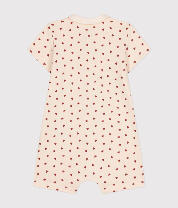 Kurzer Baby-Overall aus leichtem Molton naturfarben/braun