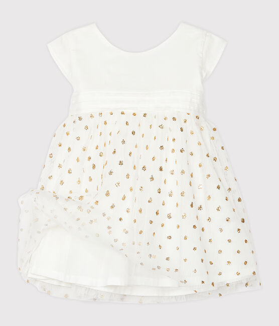 Baby-Kleid für Mädchen weiss MARSHMALLOW/gelb OR