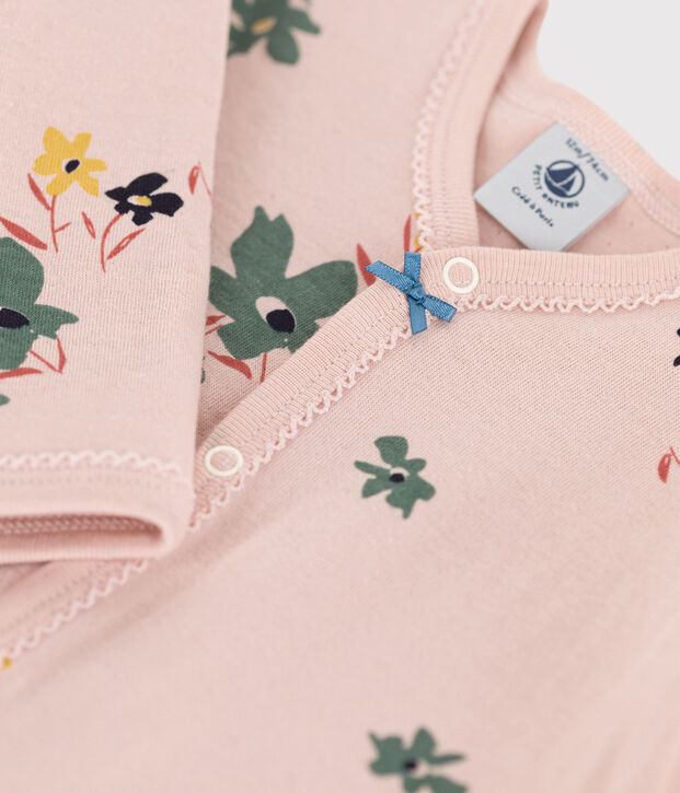 Baby-Strampler aus Doppeljersey mit Blumenmotiv rosa/vielfarbig