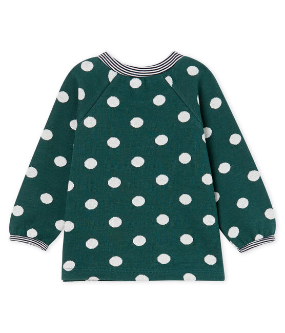 Langärmelige gemusterte Baby-Bluse für Mädchen grün SOUSBOIS/weiss MARSHMALLOW