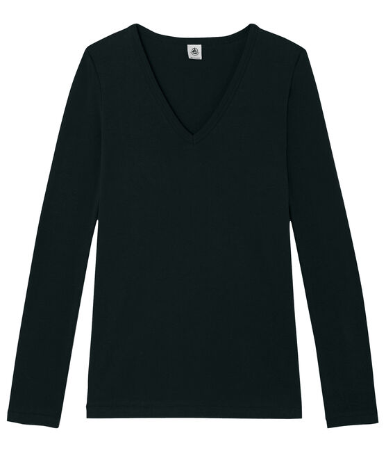 Emblematisches langärmliges T-Shirt für Damen schwarz NOIR