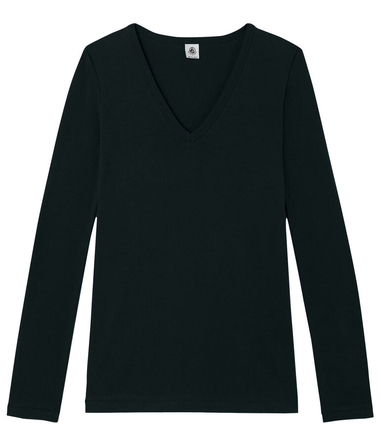 Emblematisches lang&auml;rmliges T-Shirt f&uuml;r Damen schwarz NOIR