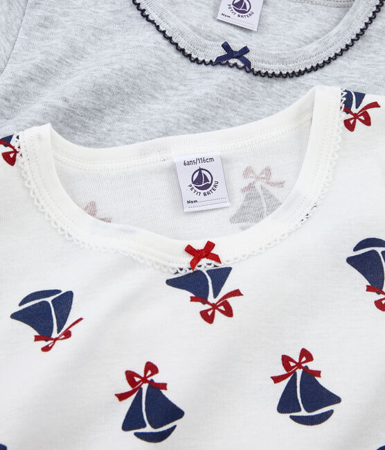 Duo aus kurzärmeligen T-Shirts für kleine Mädchen variante 1