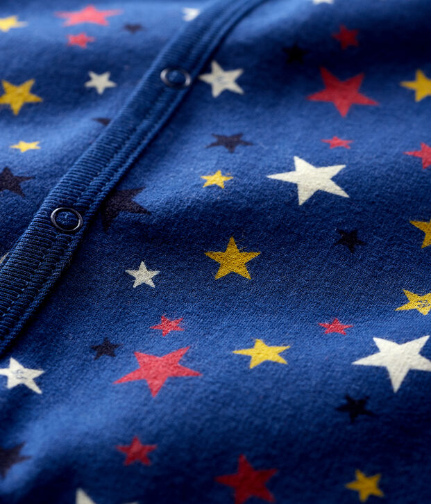 Baby-Strampler mit Sternen-Motiv aus Molton blau/vielfarbig