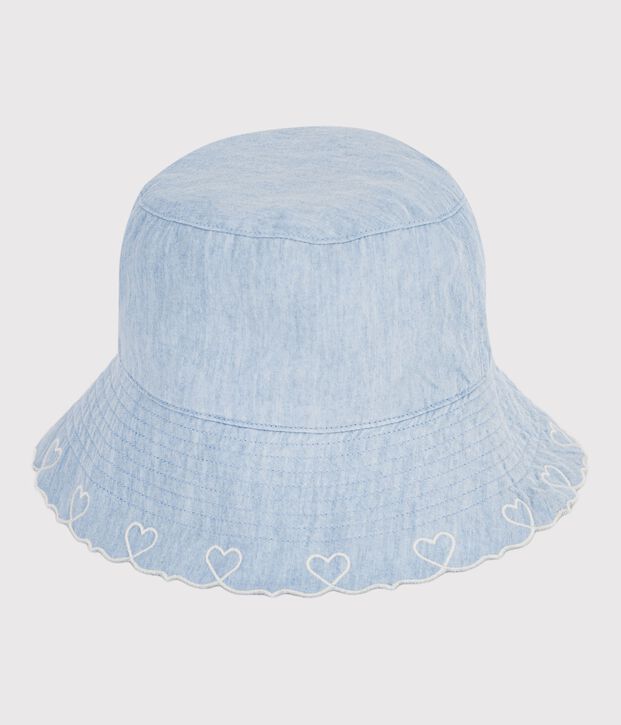 Breitkrempiger Kinder-Sonnenhut aus Chambray blau