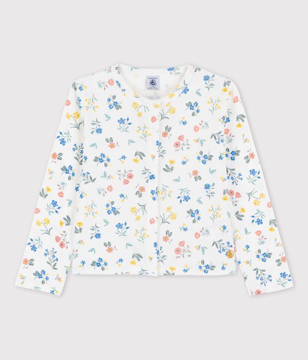 Gemusterter Cardigan aus Baumwolle f&uuml;r M&auml;dchen weiss/vielfarbig