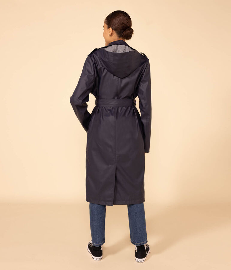 Trenchcoat mit Kapuze f&uuml;r Damen blau