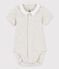 Kurzärmeliger Baby-Body aus Bio-Baumwolle mit Kragen beige MONTELIMAR CHINE