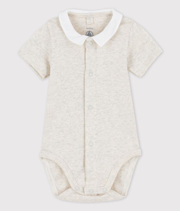 Kurz&auml;rmeliger Baby-Body aus Bio-Baumwolle mit Kragen MONTELIMAR CHINE