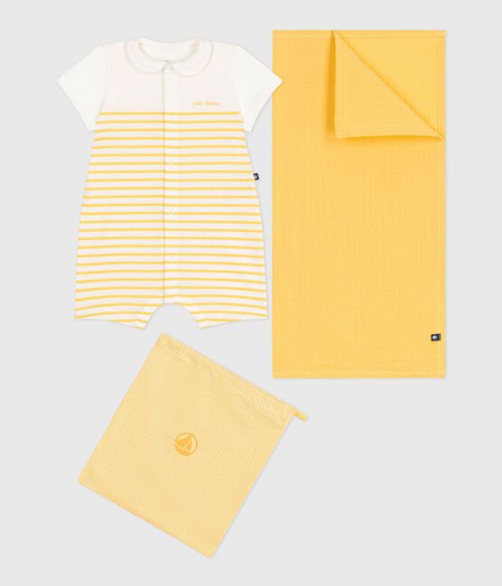 2-teiliges Newborn-Set mit Kurzoverall und Wickeltuch weiss MARSHMALLOW/ ORGE
