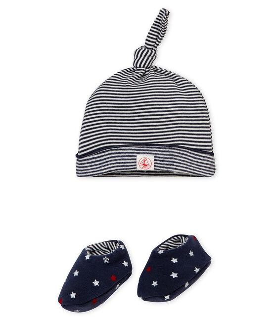 Baby Jungen Mütze und Schuhe im Set blau SMOKING/weiss MULTICO