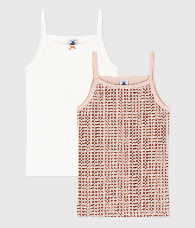 2er-Set Spaghetti-Tops aus Baumwolle mit Blumenmotiv f&uuml;r M&auml;dchen vielfarbig