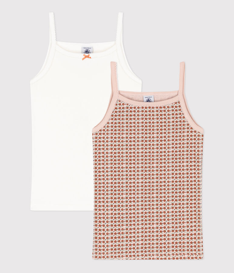2er-Set Spaghetti-Tops aus Baumwolle mit Blumenmotiv f&uuml;r M&auml;dchen vielfarbig