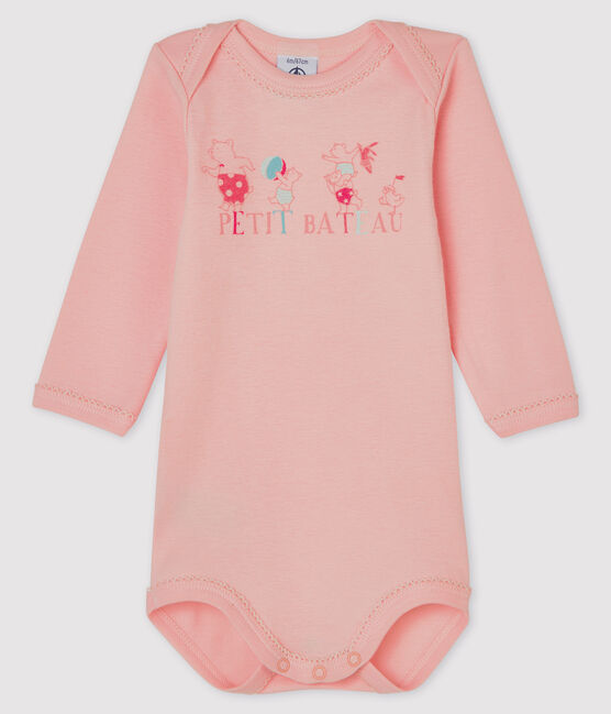 Langärmliger Baby-Body für Mädchen rosa MINOIS