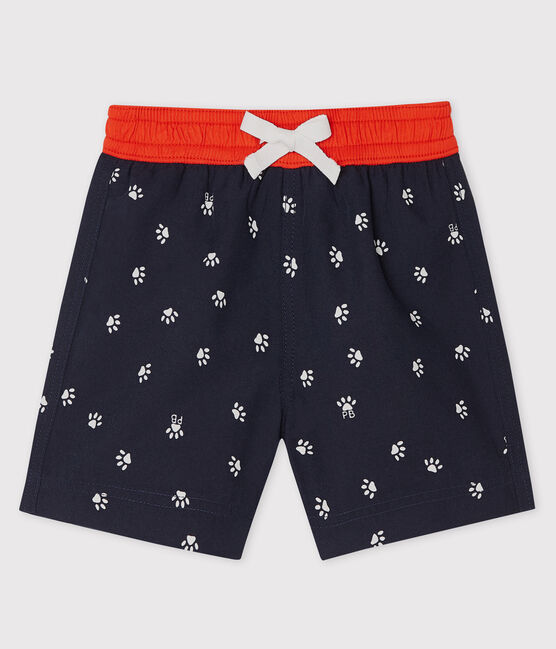 Gemusterte Baby-Strandshorts für Jungen blau SMOKING/weiss MULTICO