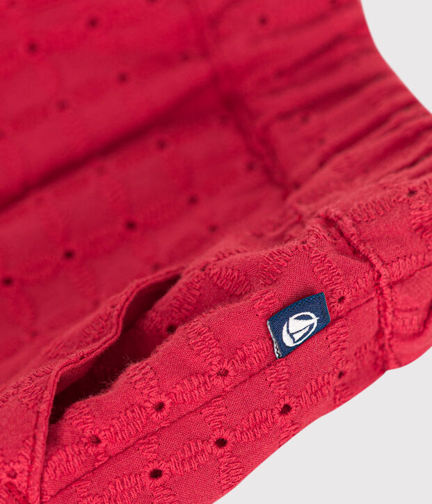 Baby-Shorts aus Popeline mit Lochspitze rot