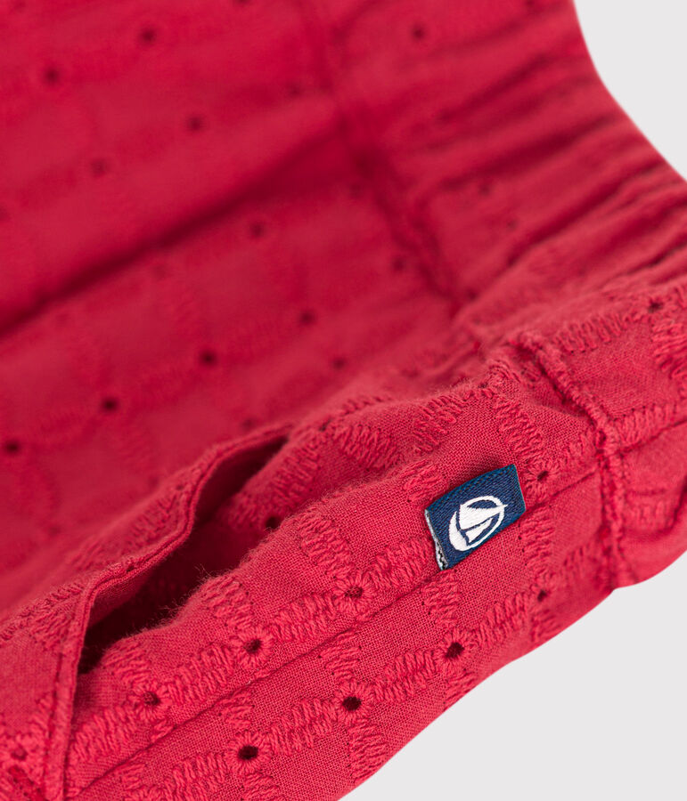 Baby-Shorts aus Popeline mit Lochspitze rot