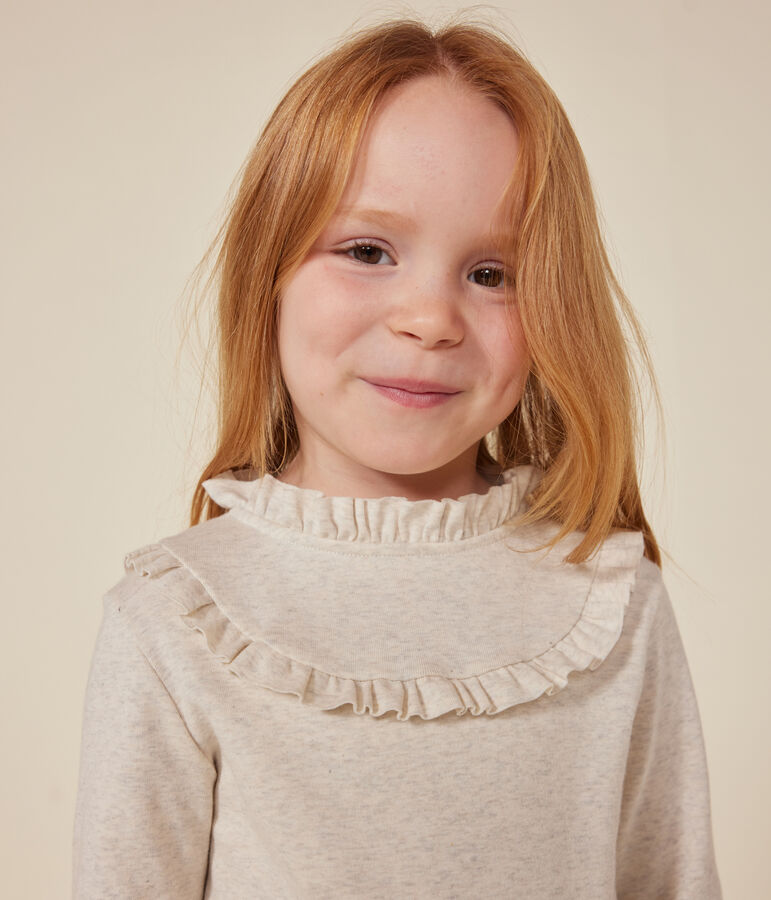 Lang&auml;rmeliges Kinder-T-Shirt aus Rippstrick f&uuml;r M&auml;dchen beige
