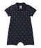 Kurzer Baby-Jungen-Einteiler mit Polokragen und Aufdruck blau SMOKING/weiss FETA