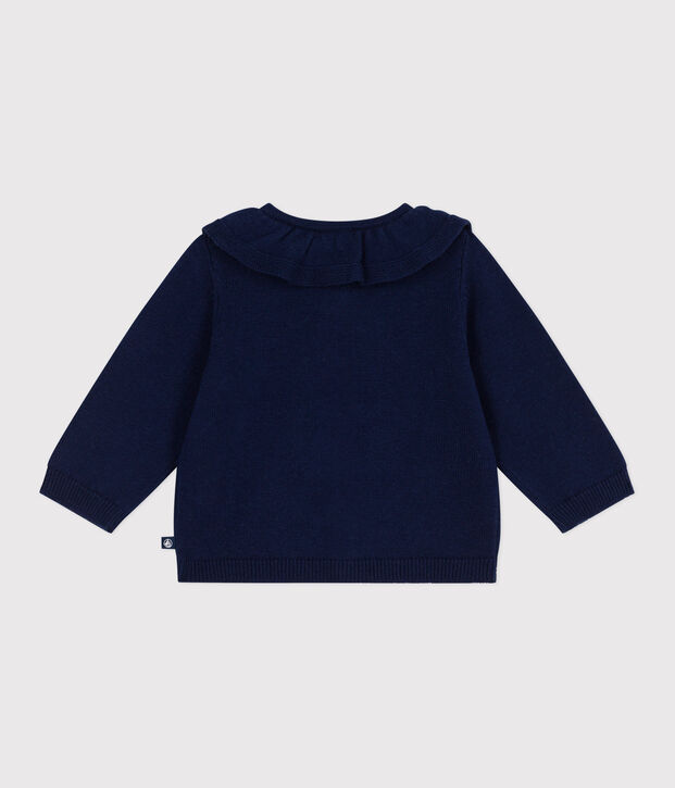 Baby-Cardigan mit Kragen aus einfarbigem Woll- und Baumwollstrick SOIR