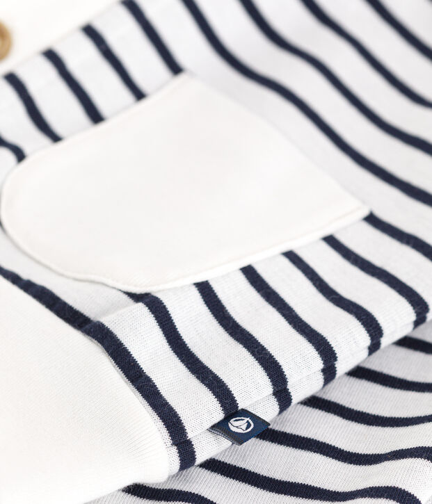 Baby-Cardigan aus dickem Jersey weiss/blau