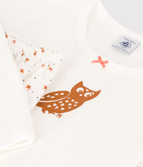 Kinderpyjama aus Baumwolle für Mädchen weiss MARSHMALLOW/weiss MULTICO