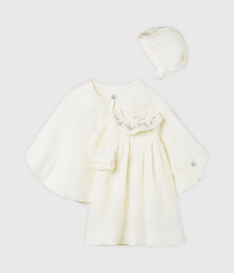 3-Teiliges ensemble baby-festtagskleidung m&auml;dchen aus leinen vielfarbig