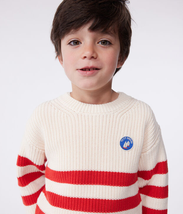 Kinder-Pullover aus Baumwolle mit Streifen rot/rot