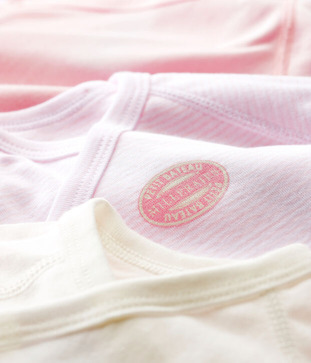 3er-Set kurz&auml;rmelige Baby-Bodys aus Bio-Baumwolle im Kimono-Schnitt mit Ringelstreifen vielfarbig