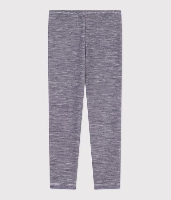 Kinder-Leggings aus einfarbiger Wolle und Baumwolle mit Streifen blau SOIR/ MARSHMALLOW