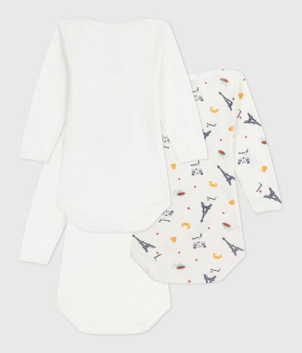 Set lang&auml;rmeliger Baby-Bodys aus Baumwolle mit Paris-Motiv vielfarbig