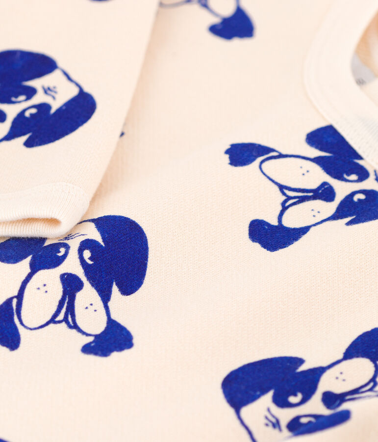 Langer Baby-Overall aus bedrucktem Molton naturfarben/vielfarbig