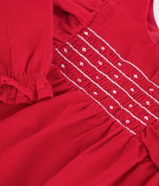 Baby-Kurzoverall aus Fein-Cord mit Raffungen und Rüschen rot TERKUIT