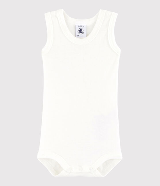 Ärmelloser Baby-Body Jungen weiss MARSHMALLOW