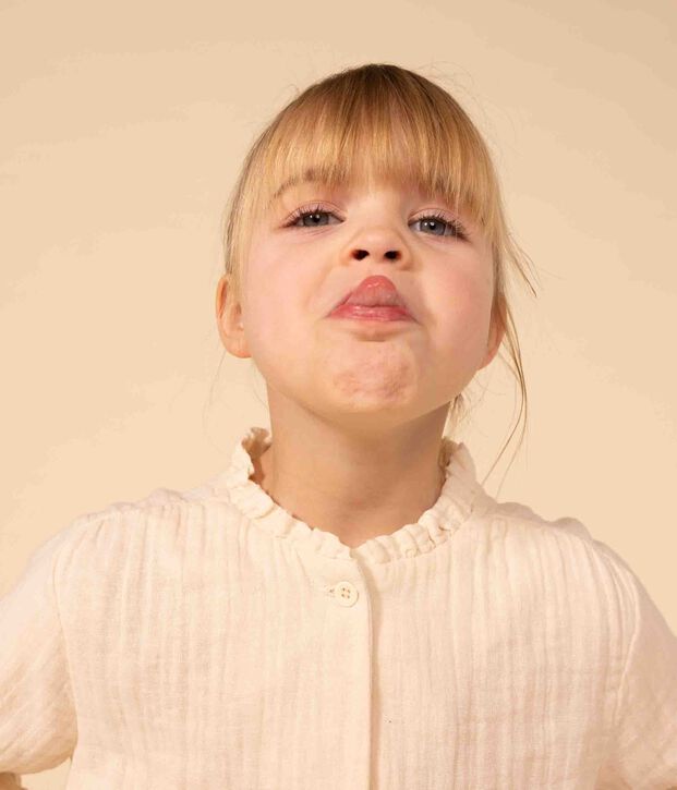 Kinder-Bluse aus Musselin-Stoff f&uuml;r M&auml;dchen naturfarben