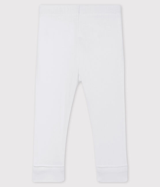 Einfarbige Baby-Legging aus 1x1-Rippstrick für Mädchen weiss MARSHMALLOW