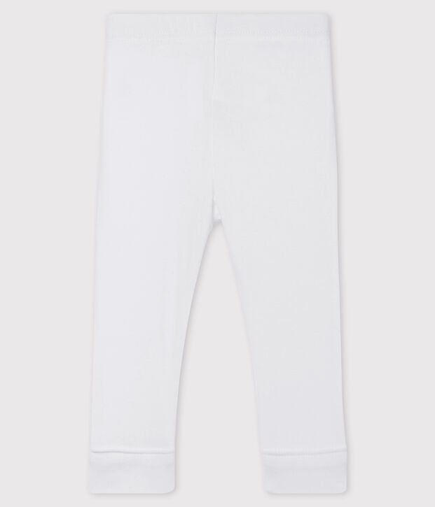 Einfarbige Baby-Legging aus 1x1-Rippstrick f&uuml;r M&auml;dchen weiss