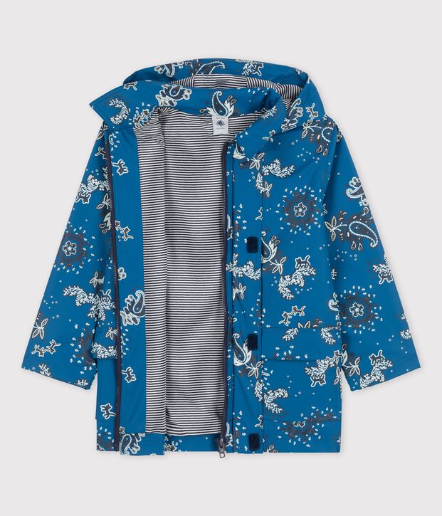 KLASSISCHE KINDER-REGENJACKE AUS RECYCELTEM MATERIAL blau/vielfarbig