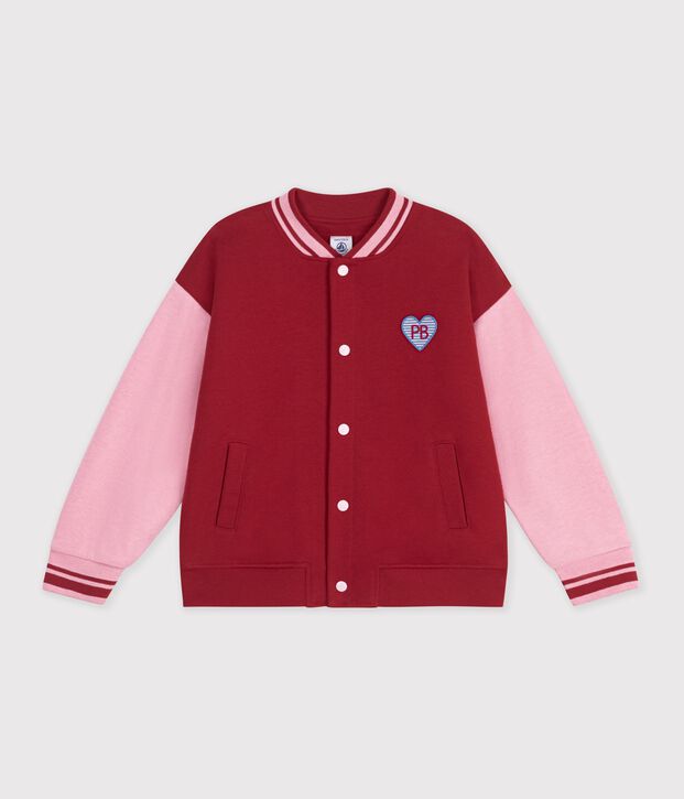 Kinder College-Jacke aus Baumwolle im Colorblock rot
