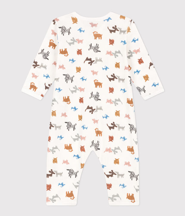 Strampler aus Baumwolle ohne F&uuml;&szlig;e weiss/braun