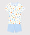 Kinder-Kurzpyjama aus Bio-Baumwolle mit Zitronenmotiv für Jungen weiss MARSHMALLOW/weiss MULTICO