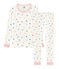 Sehr eng anliegender Rippstrick-Pyjama für kleine Mädchen weiss MARSHMALLOW/weiss MULTICO