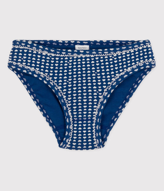 3er-Set Slips aus Bio-Baumwolle für Mädchen blau MAJOR/weiss ECUME