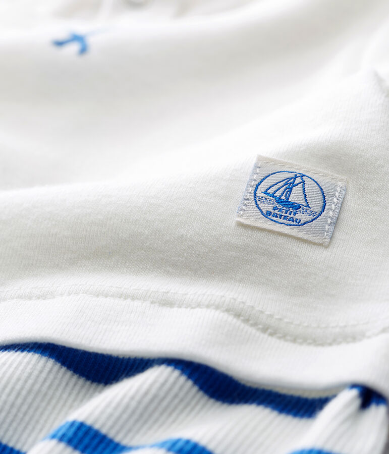 Baby-kurzoverall jungen weiss/blau