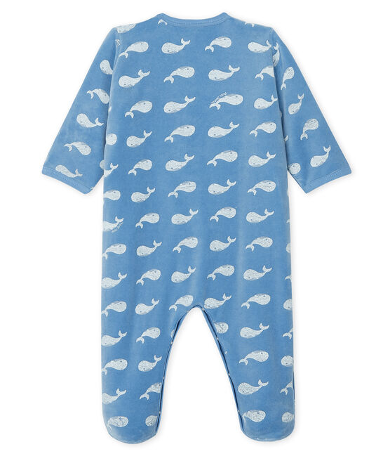 Strampler für Jungen aus Velours blau ALASKA/weiss MARSHMALLOW