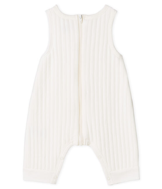 Lange Baby-Latzhose aus gestepptem Doppeljersey für Jungen weiss MARSHMALLOW